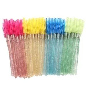 Eyebrow Mascara Wand Eyelash Spoolie Brush Disposable Lash Wands Eyelash Extension Brush Diamond Handle Mascara Wands -50PCS/Bag