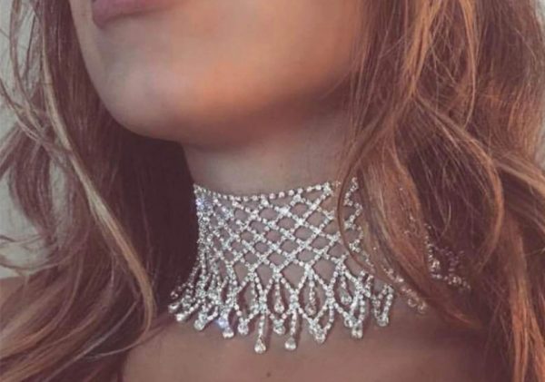 Sparkling Hollow Collar Chain Rhinestone Choker Necklace