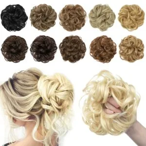 Synthetic Messy Hair Bun  Braid Elastic Hairpiece Tail For Women Synthetic Wrap Curly Ponytail