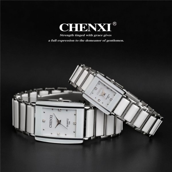 Fashion women men couples Leisure watch waterproof Square ceramics