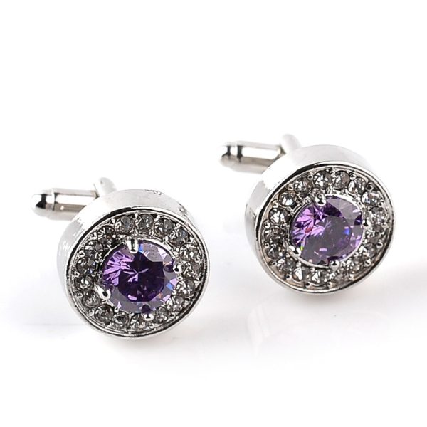 enamel Crystal Cufflinks Round