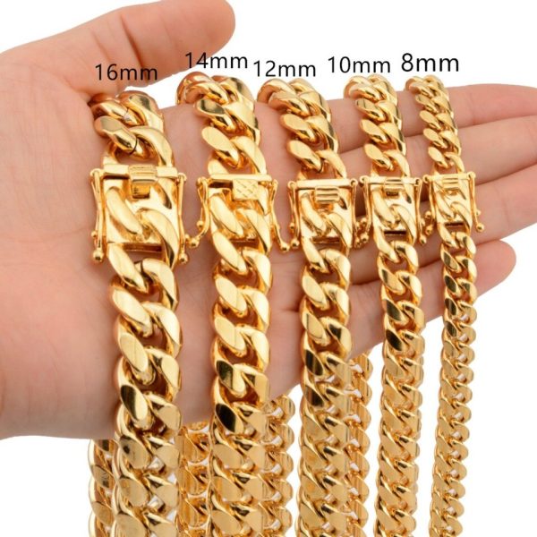 Cuban Men's Necklace Chain 316L Stainless Steel Hip Hop Silver Gold Color