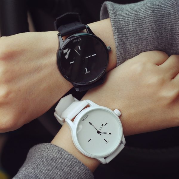 Black White quartz watches women minimalist design silicone strap wristwatch