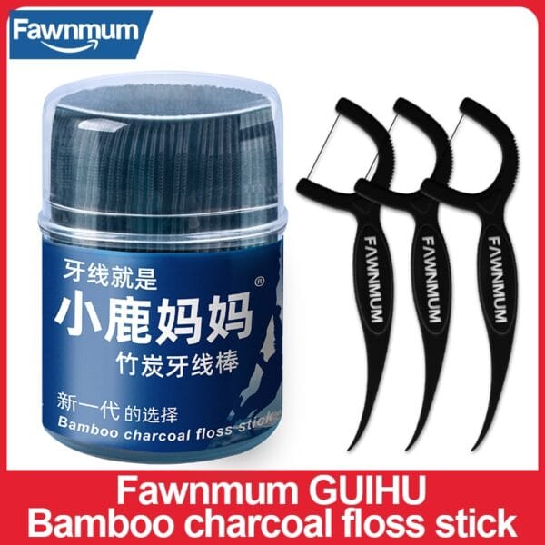 Dental Cleaning Bamboo Charcoal Dental Floss Picks