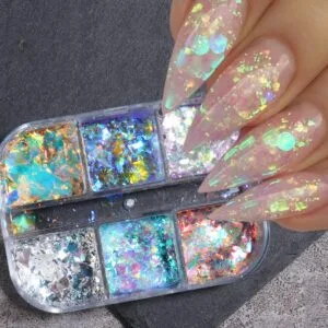 Aurora Iridescent Opal Nail Glitters