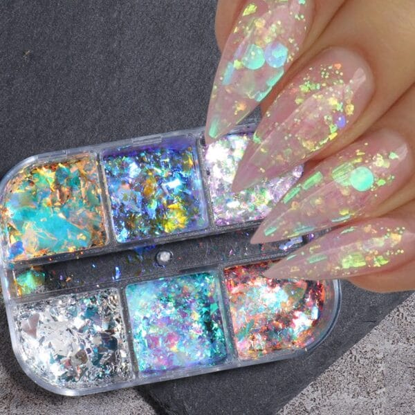 Aurora Iridescent Opal Nail Glitters