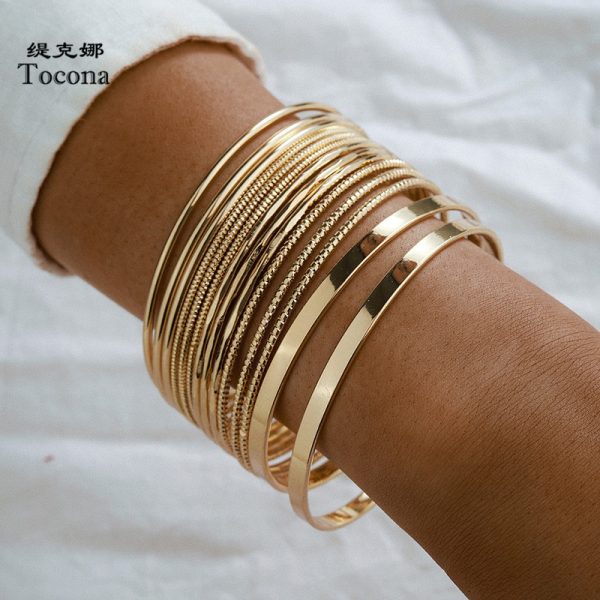 Punk Gold Color Bracelets for Women Trendy Alloy Metal Bangle