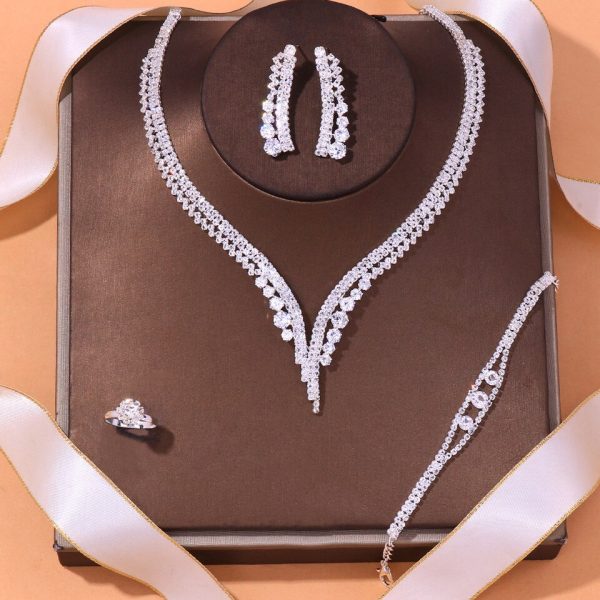 Crystal Necklace Sets Wedding for Women Bride