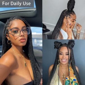 Full Lace Front Knotless Box Braided Super Long Synthetic Braids Wig For Black Women
