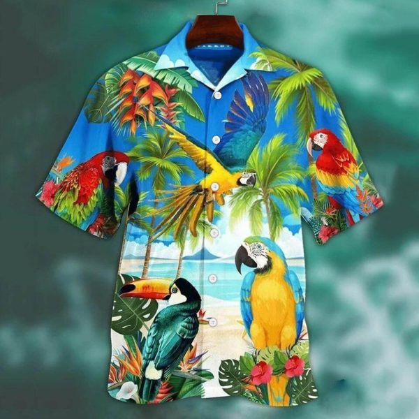 Men Short Sleeve Shirt Summer Animal Print