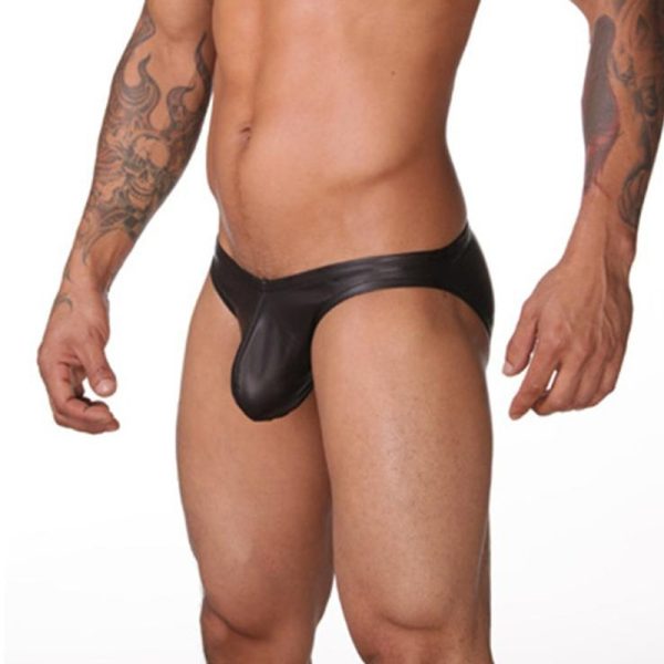 Soft PU Men's Sexy Thongs Underwear Double G-String