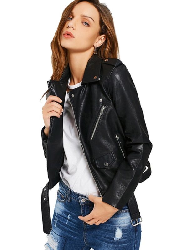 Fashion PU Leather Jacket for Women