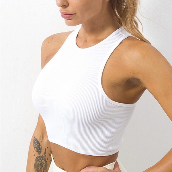 Fitness Yoga Bra Sports Crop Tops Seamless Ribbed Sports Bras