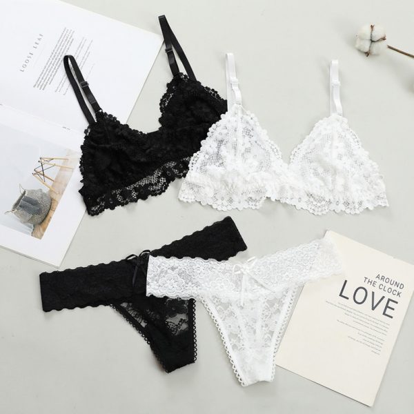 Women Lace Bra Briefs Set Sexy Wire Free