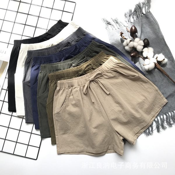 Woman's Cotton Linen Shorts Basic Short