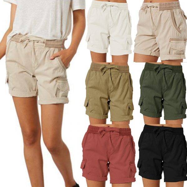 Women's Cargo Pants Shorts Elastic Waist