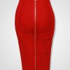 Sexy Solid Zipper Bandage Skirt Women Elastic Bodycon Pencil Skirt 58cm