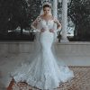 Luxury Mermaid Wedding Dress Long Sleeve Bride Dresses Crystals Beads