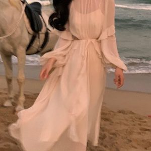 Chiffon Mini Dress Office Lady Casual Long Sleeve