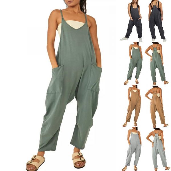 Casual Jumpsuit Women Spaghetti Strap Sleeveless